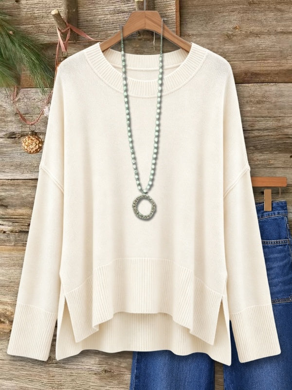 High-Low Side Slit Knit Sweater