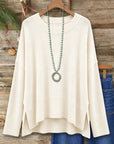 High-Low Side Slit Knit Sweater