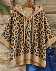 Leopard Print Hooded Knit Tunic Top