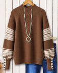 Mock Neck Balloon Sleeve Knit Sweater
