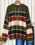 Striped Crew Neck Knit Sweater