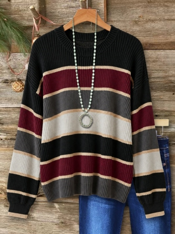 Striped Crew Neck Knit Sweater