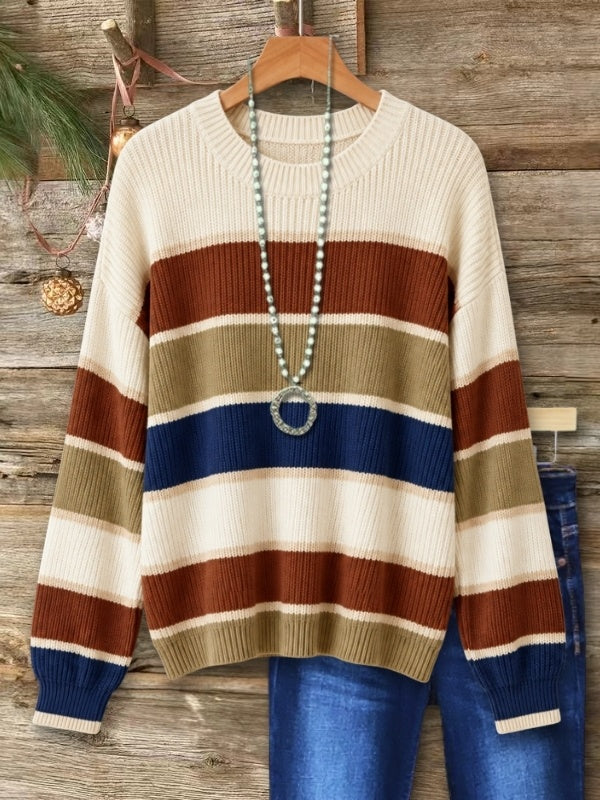 Striped Crew Neck Knit Sweater