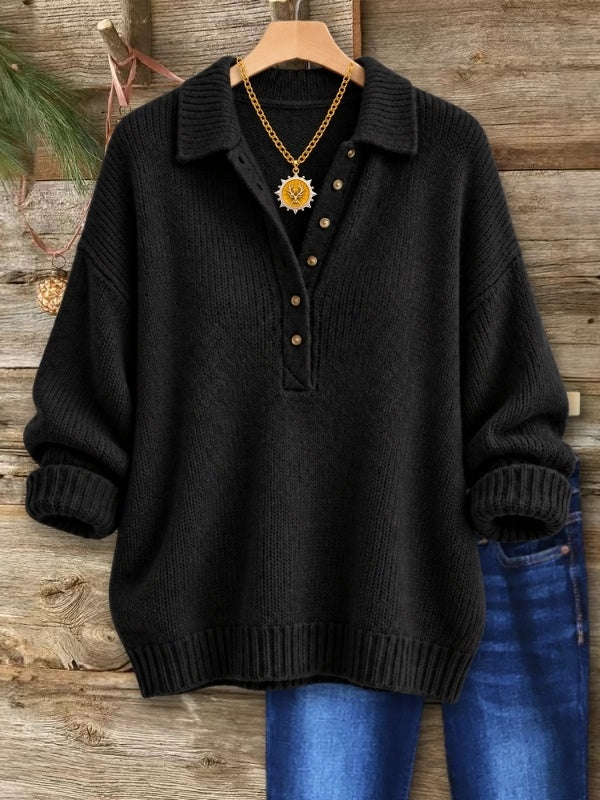 Collared Henley Knit Sweater