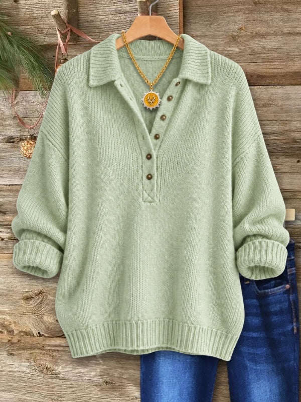 Collared Henley Knit Sweater