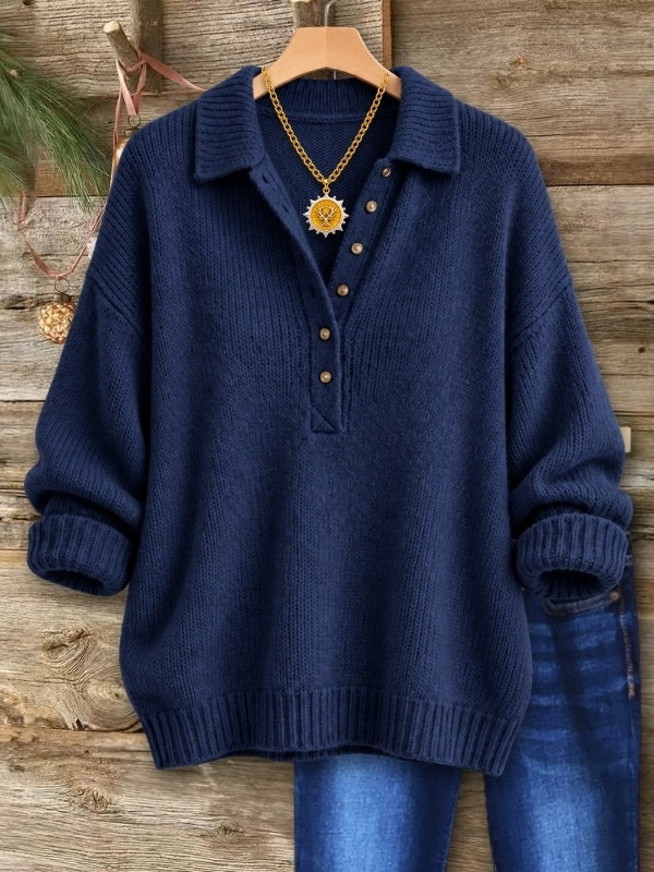 Collared Henley Knit Sweater