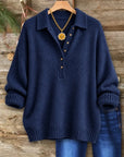 Collared Henley Knit Sweater