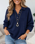 Collared Henley Knit Sweater