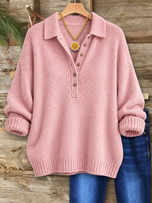 Collared Henley Knit Sweater