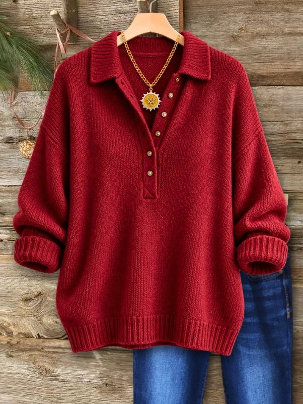 Collared Henley Knit Sweater