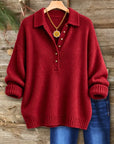 Collared Henley Knit Sweater