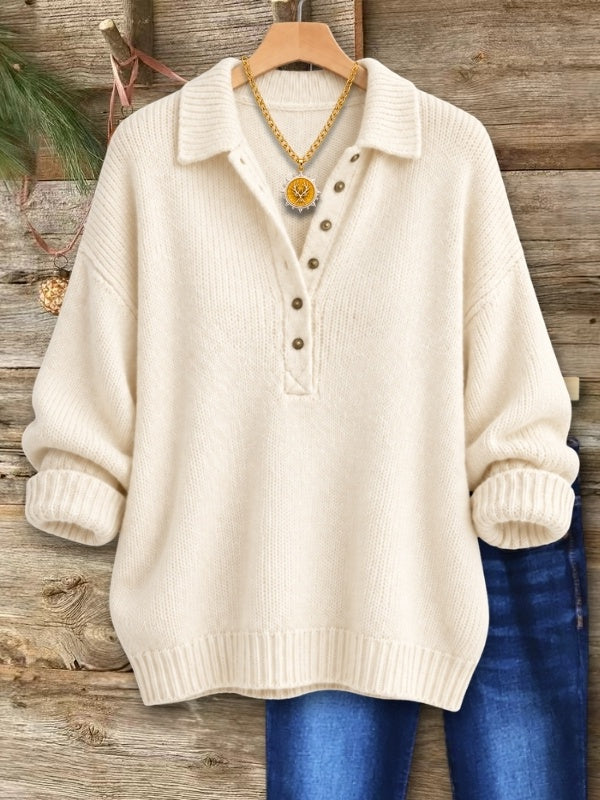 Collared Henley Knit Sweater