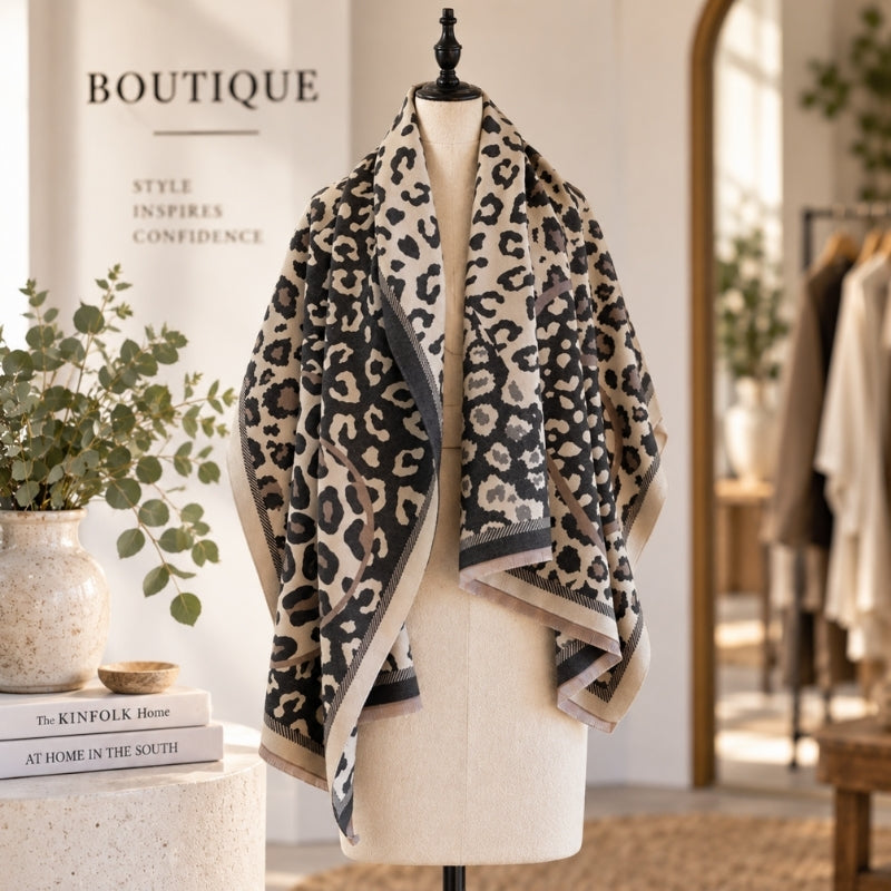 Leopard Patchwork Print Long Scarf