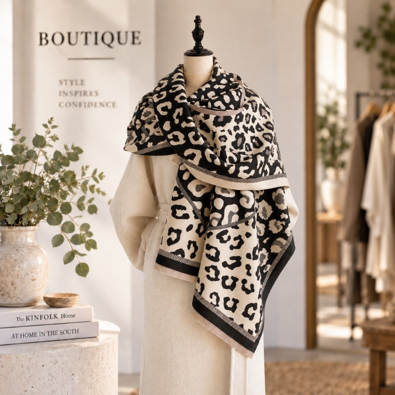Leopard Patchwork Print Long Scarf