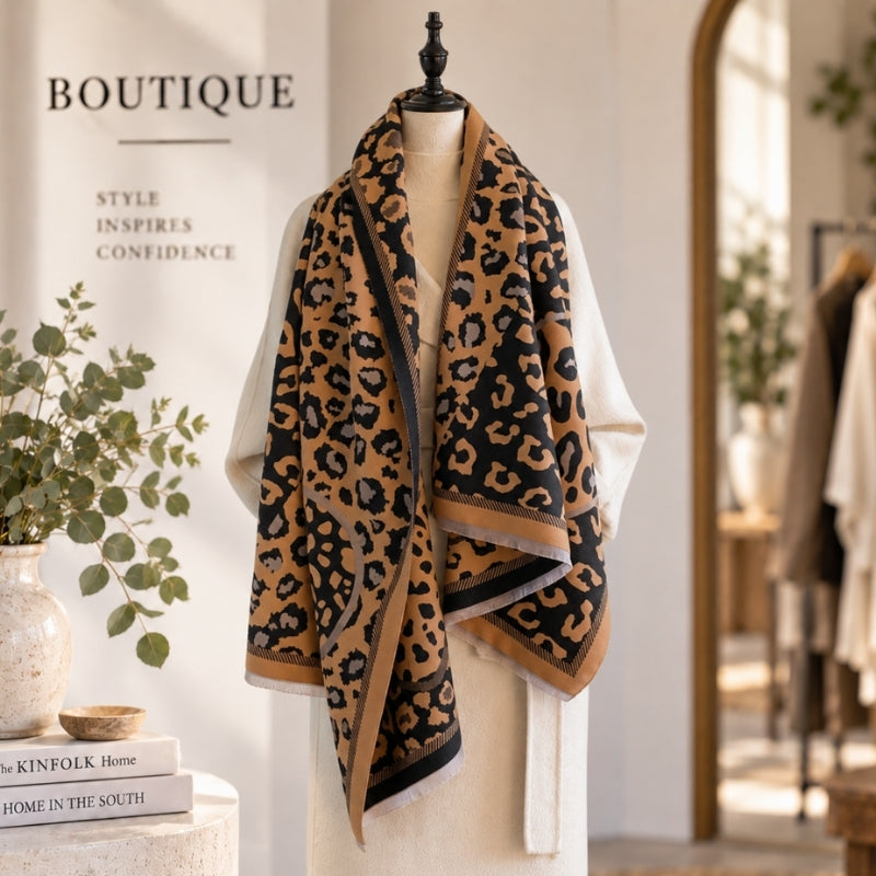 Leopard Patchwork Print Long Scarf