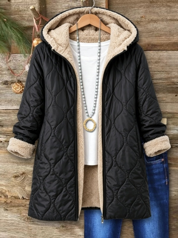 Sherpa Lined Quilted Hooded Coat