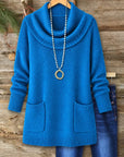 Cowl Neck Pocket Knit Tunic Sweater