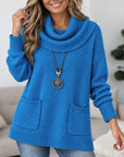 Cowl Neck Pocket Knit Tunic Sweater