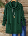Cowl Neck Pocket Knit Tunic Sweater