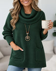 Cowl Neck Pocket Knit Tunic Sweater