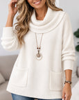 Cowl Neck Pocket Knit Tunic Sweater