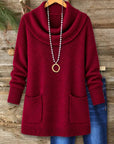 Cowl Neck Pocket Knit Tunic Sweater