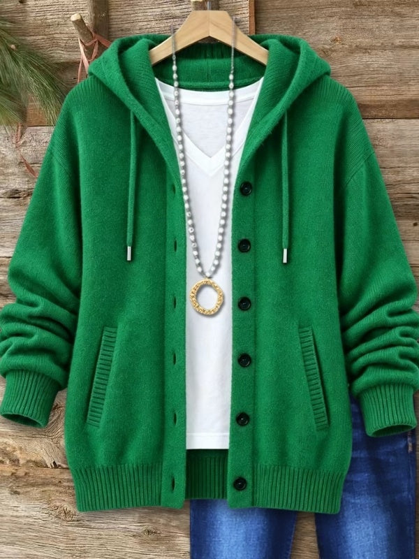 Hooded Button Front Knit Cardigan