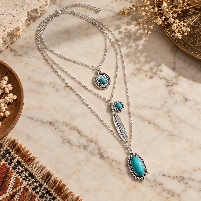 Turquoise Layered Pendant Necklace