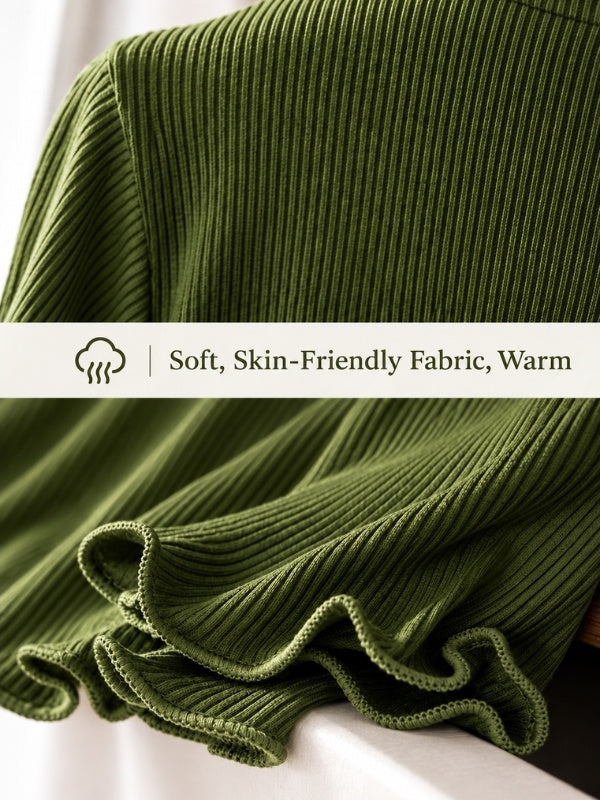 Lettuce Trim Mock Neck Long Sleeve Top