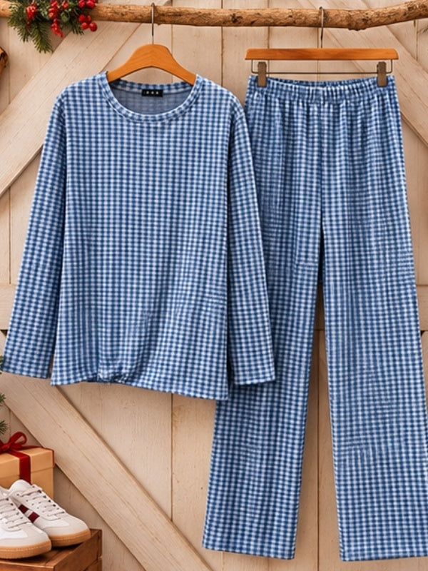 Gingham Print Soft Thermal Lounge Set