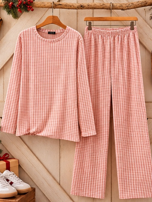 Gingham Print Soft Thermal Lounge Set