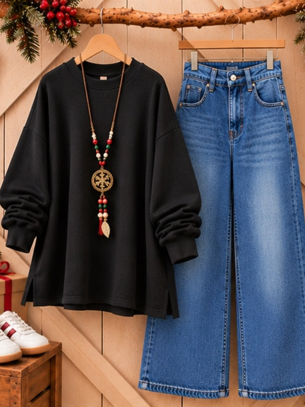 Oversized Crew Neck Thick Sweatshirt