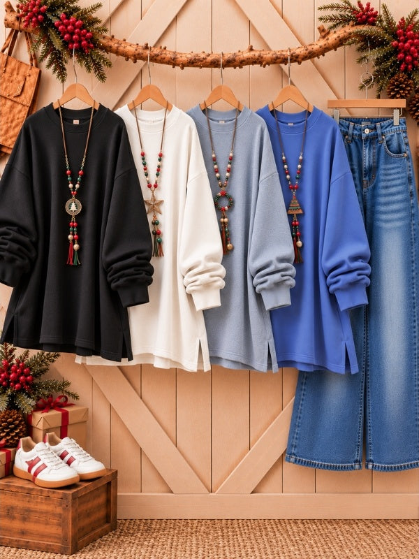 Oversized Crew Neck Thick Sweatshirt