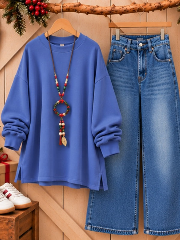 Oversized Crew Neck Thick Sweatshirt