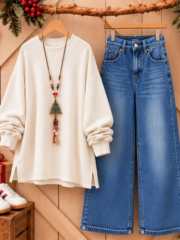Oversized Crew Neck Thick Sweatshirt