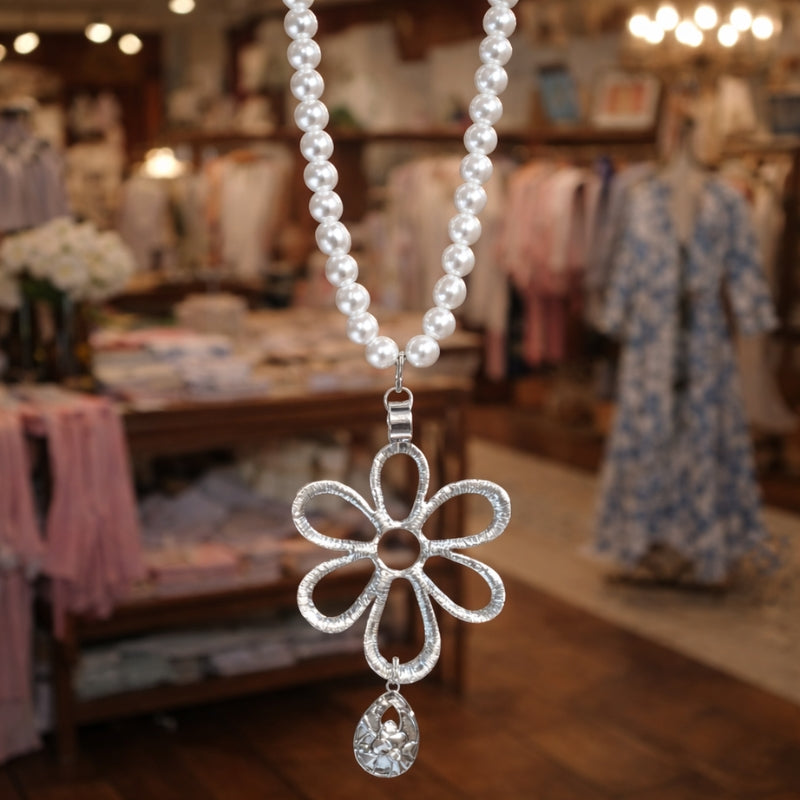 Pearl Charm Statement Necklace Collection