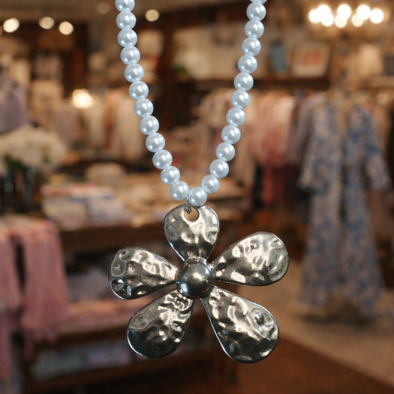 Pearl Charm Statement Necklace Collection