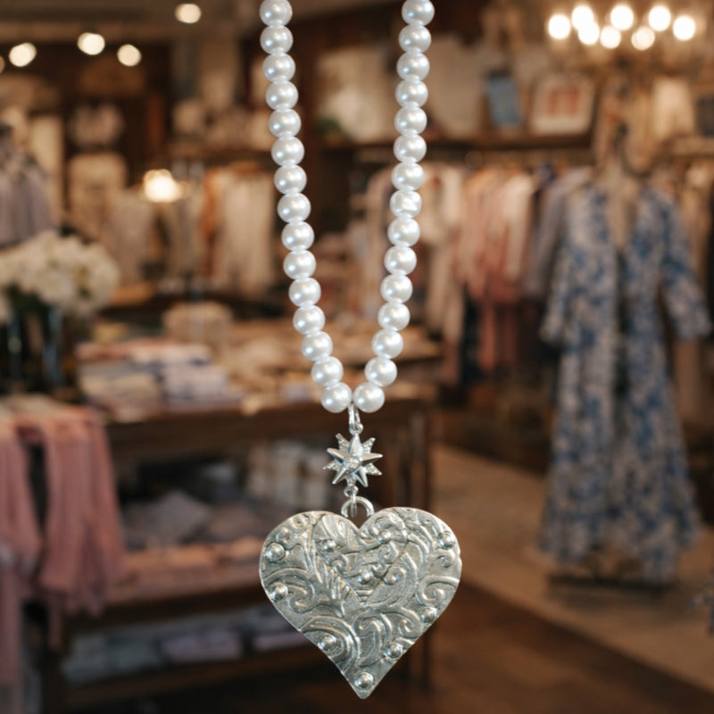 Pearl Charm Statement Necklace Collection