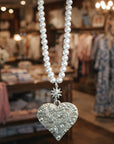 Pearl Charm Statement Necklace Collection