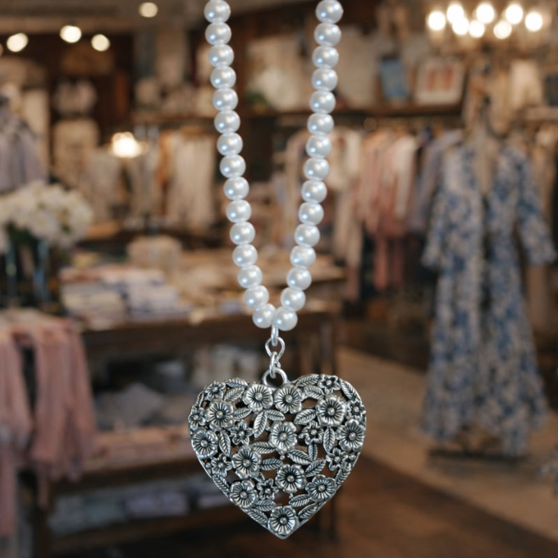 Pearl Charm Statement Necklace Collection