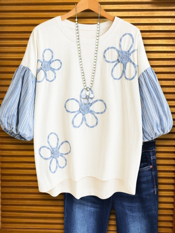 Denim Petal Sleeve Top