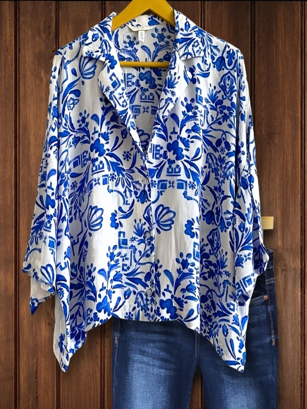 Blue China Print Shirt