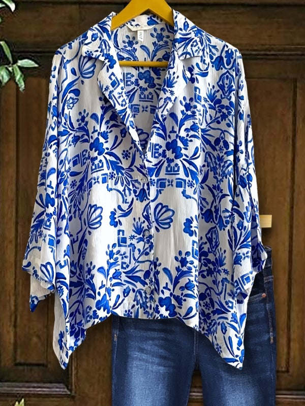 Blue China Print Shirt