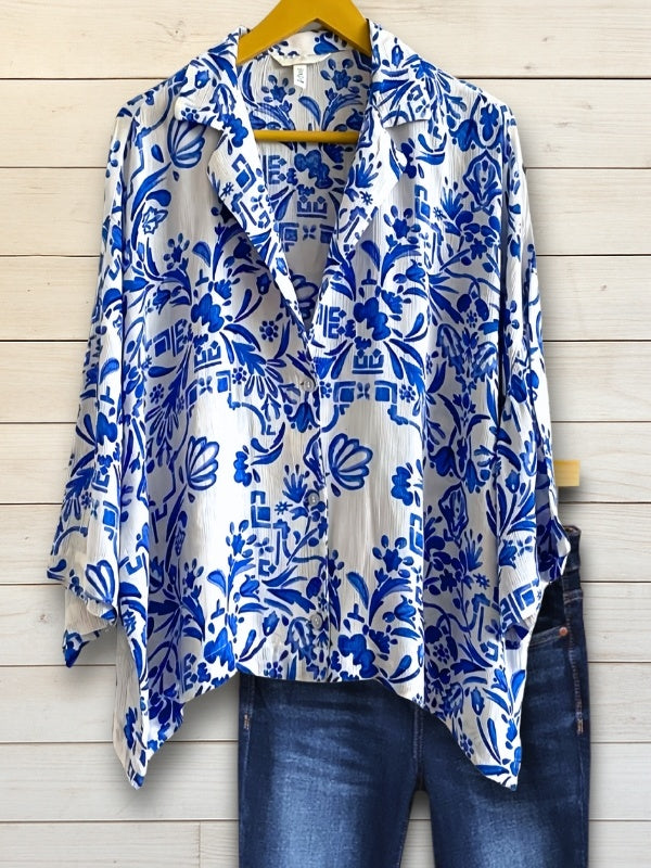 Blue China Print Shirt