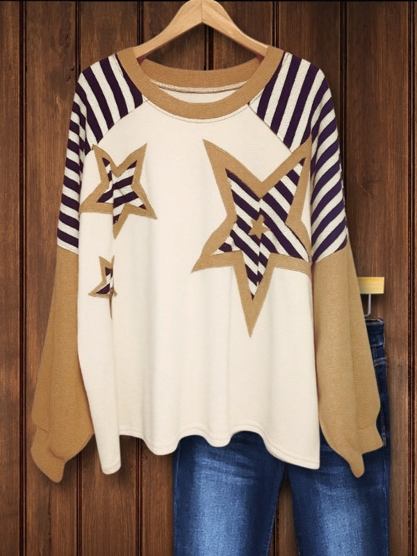 Retro Star Knit Sweater Top