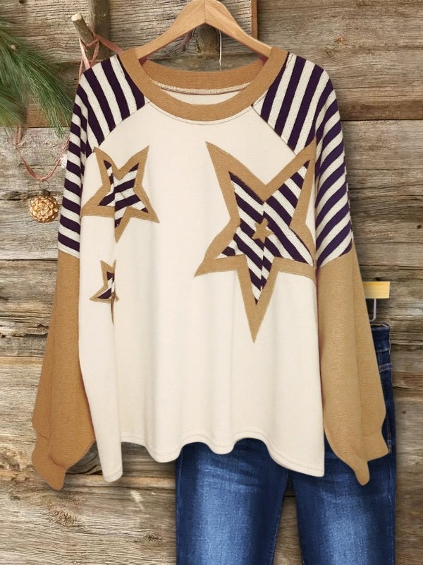 Retro Star Knit Sweater Top