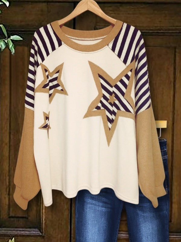 Retro Star Knit Sweater Top