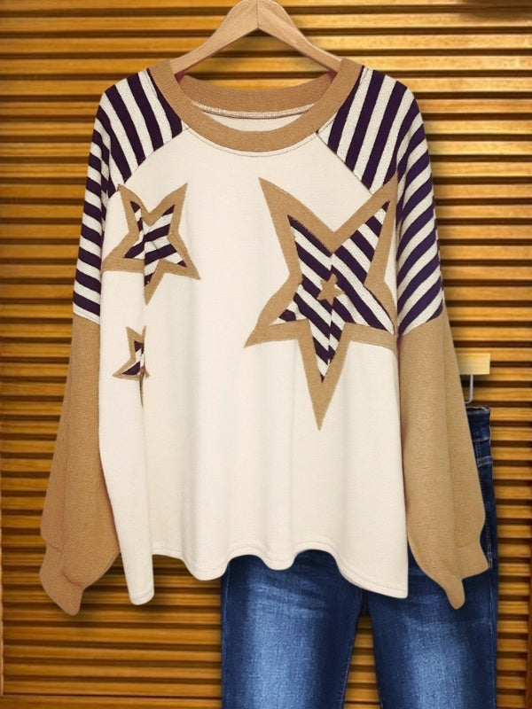 Retro Star Knit Sweater Top
