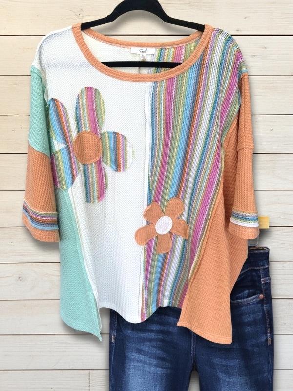 Boho Rainbow Flower Top