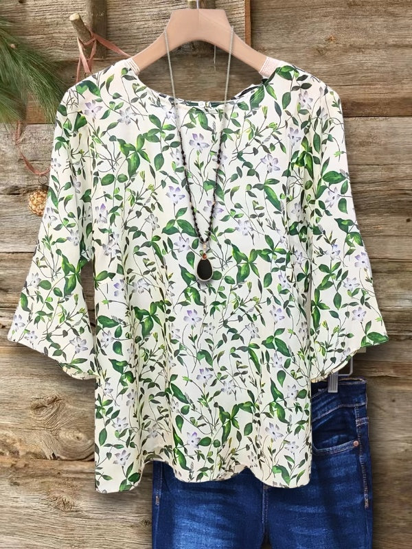 Green Meadow Bell Sleeve Top